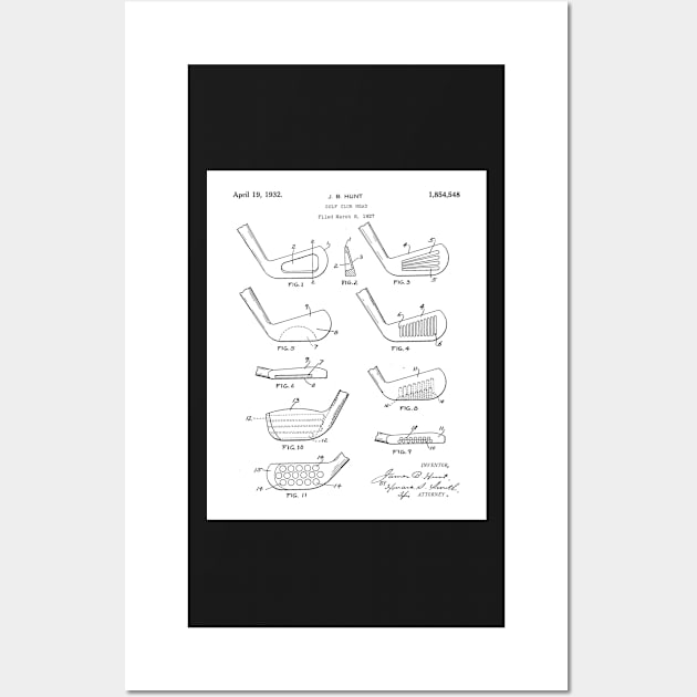 Golfing Iron Patent - Golf Fan Golfer Gift Art - White Wall Art by patentpress